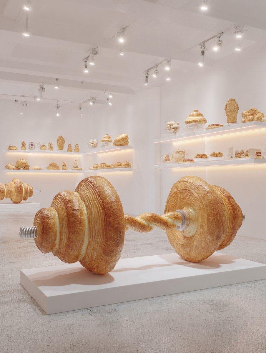 Croissant Sports Sculptures in Modern Art Gallery — image 2