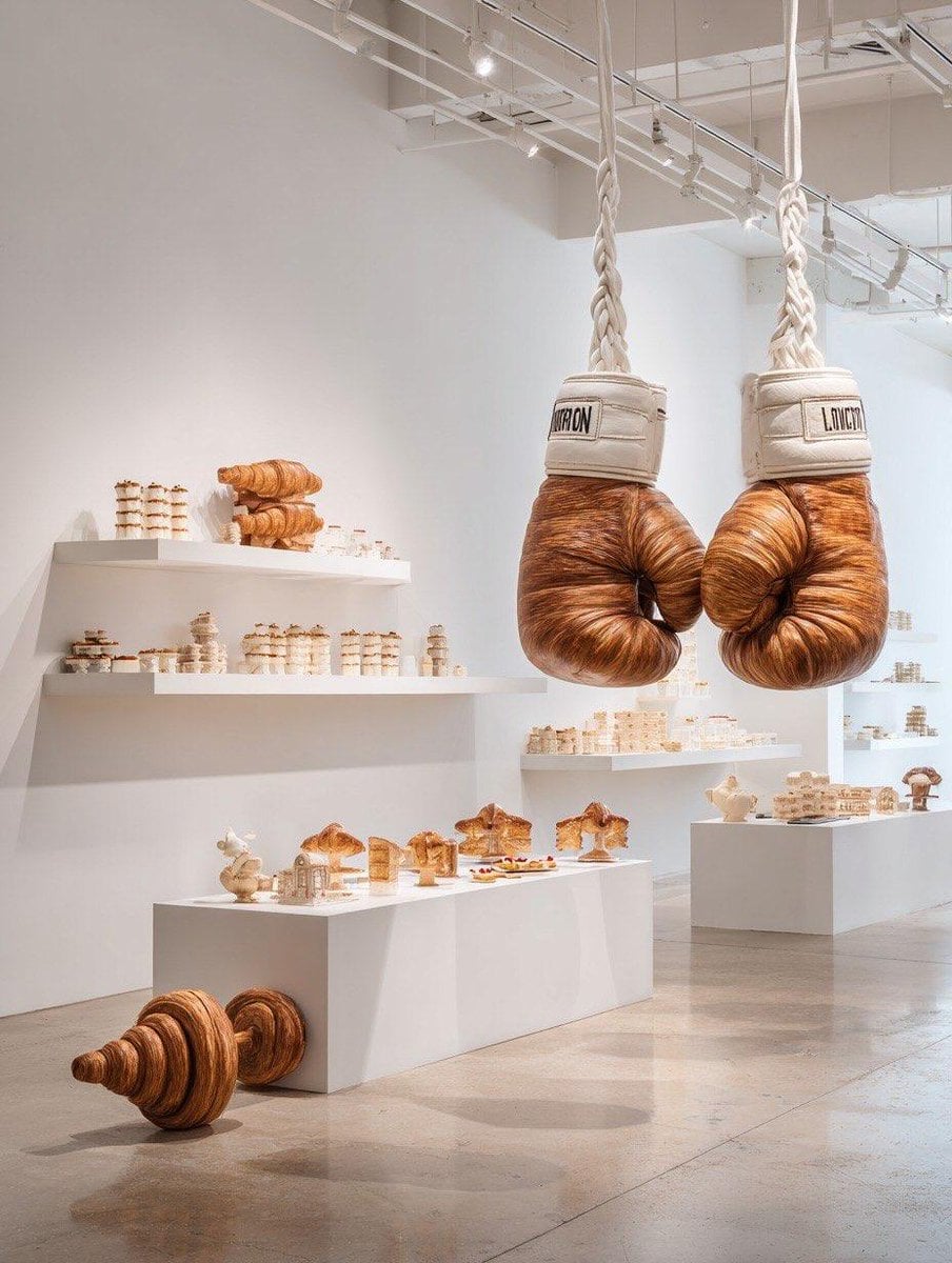 Croissant Sports Sculptures in Modern Art Gallery — image 4