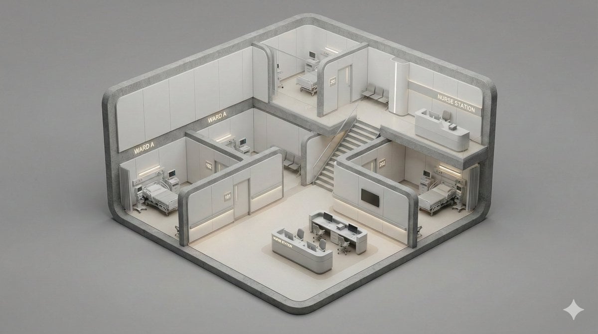 Minimalist 3D Isometric Diorama of Building Interior — image 4
