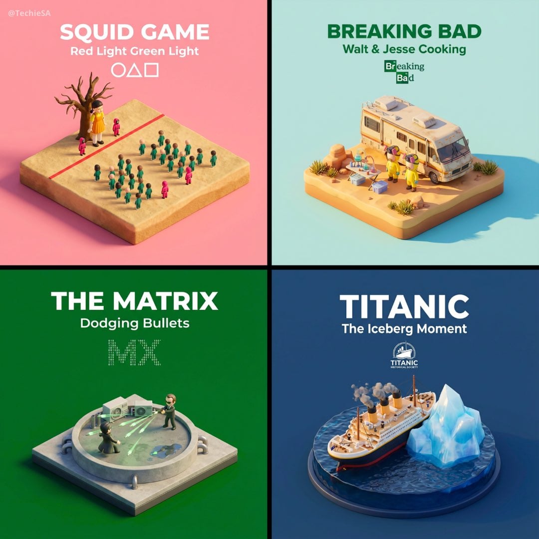 Isometric Diorama of Iconic Movie Scene