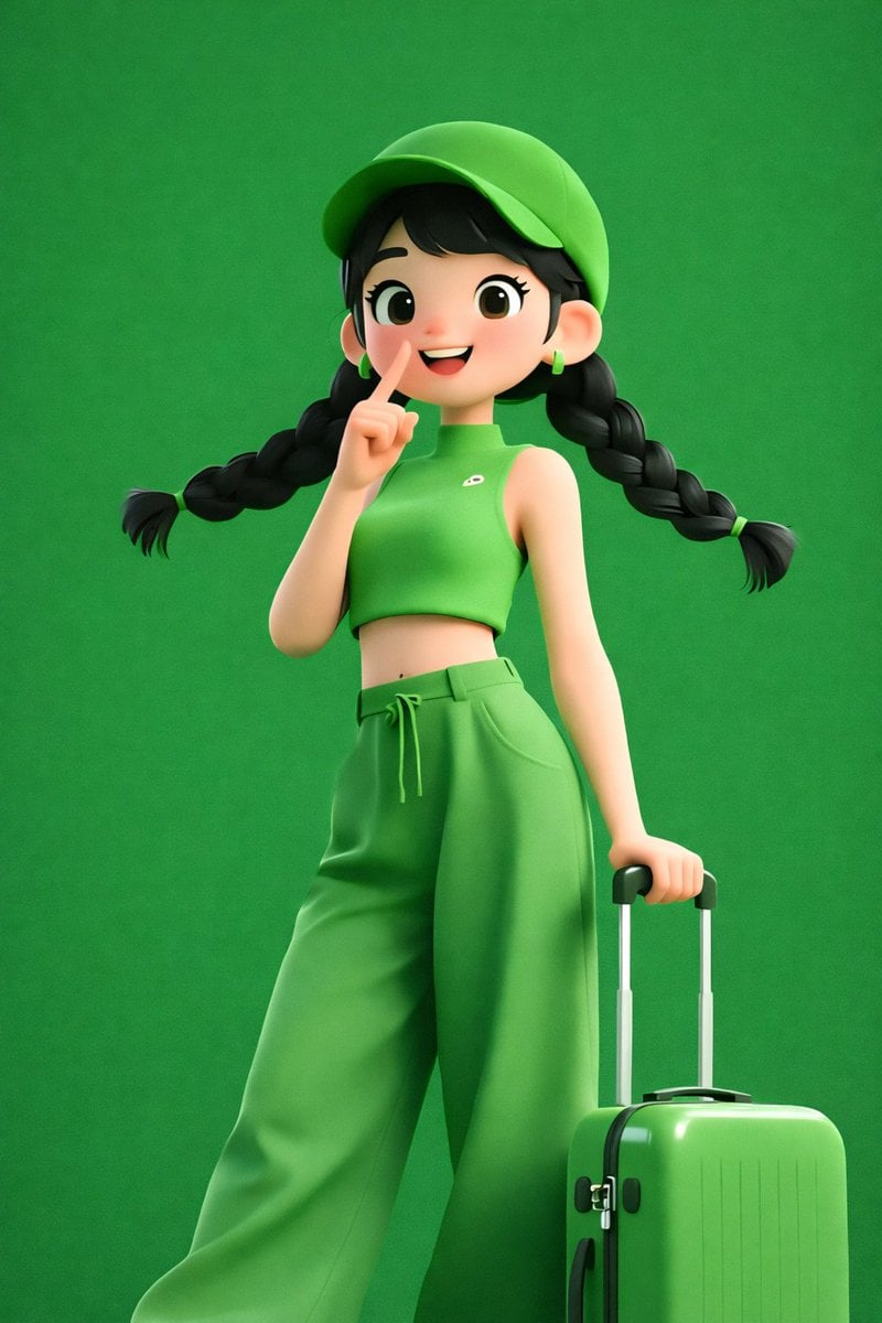 Stylized 3D Cartoon Woman with Suitcase — image 2