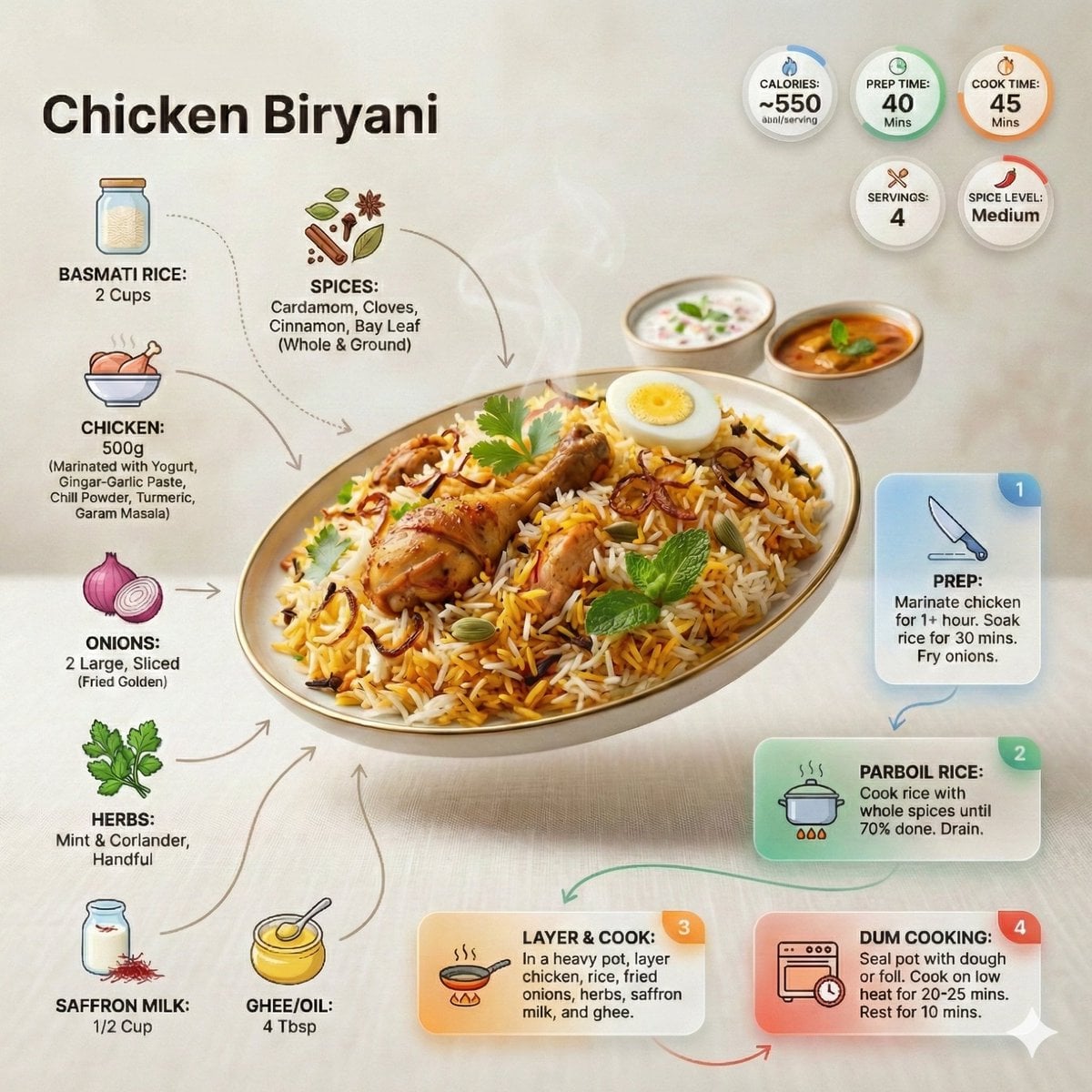 Modern Briyani Recipe Infographic Design