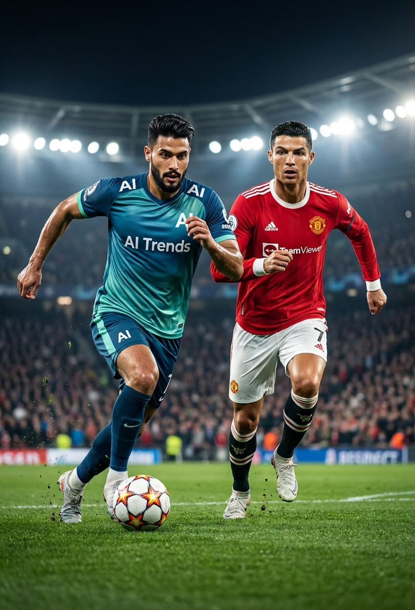 Footballer Dribbling Past Cristiano Ronaldo