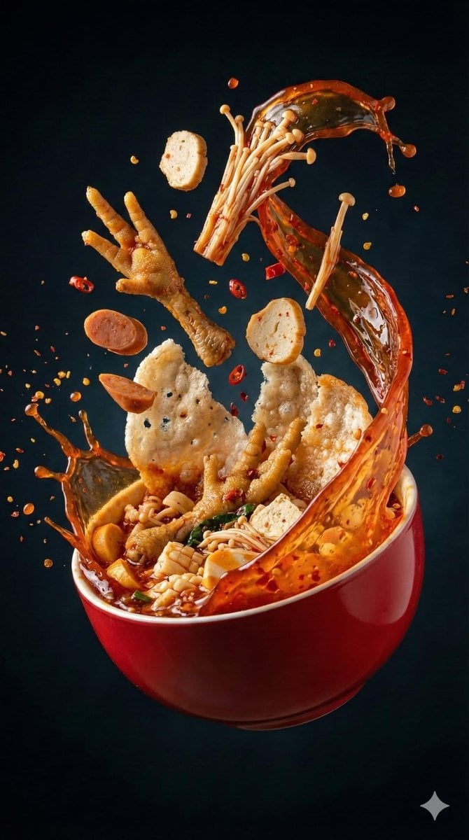 Seblak Kuah in Swirling Motion — image 2