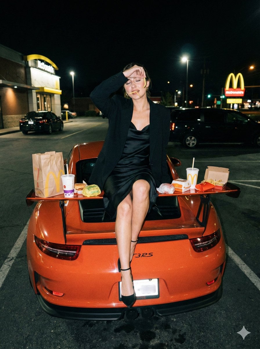 Woman Poses With Pink Porsche Beside Emirates A380 — image 2
