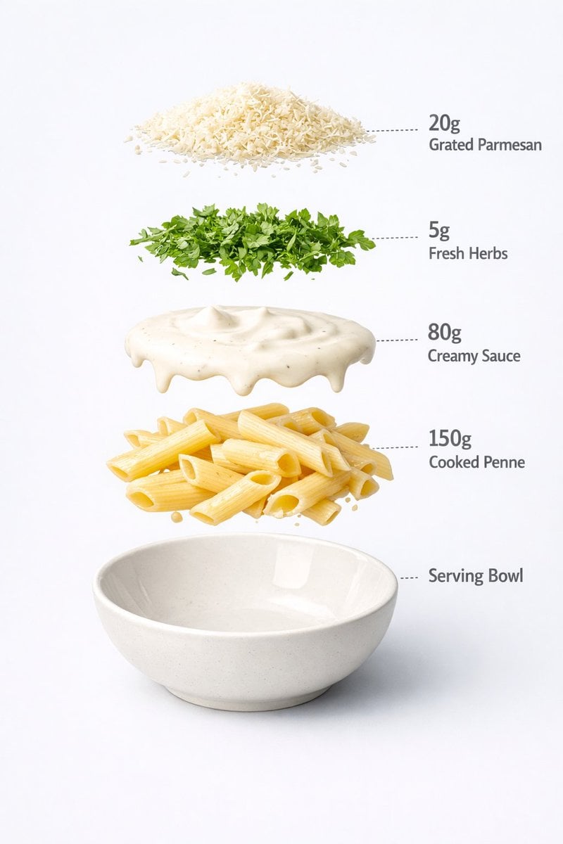 Creamy Penne Pasta in Minimalist Bowl