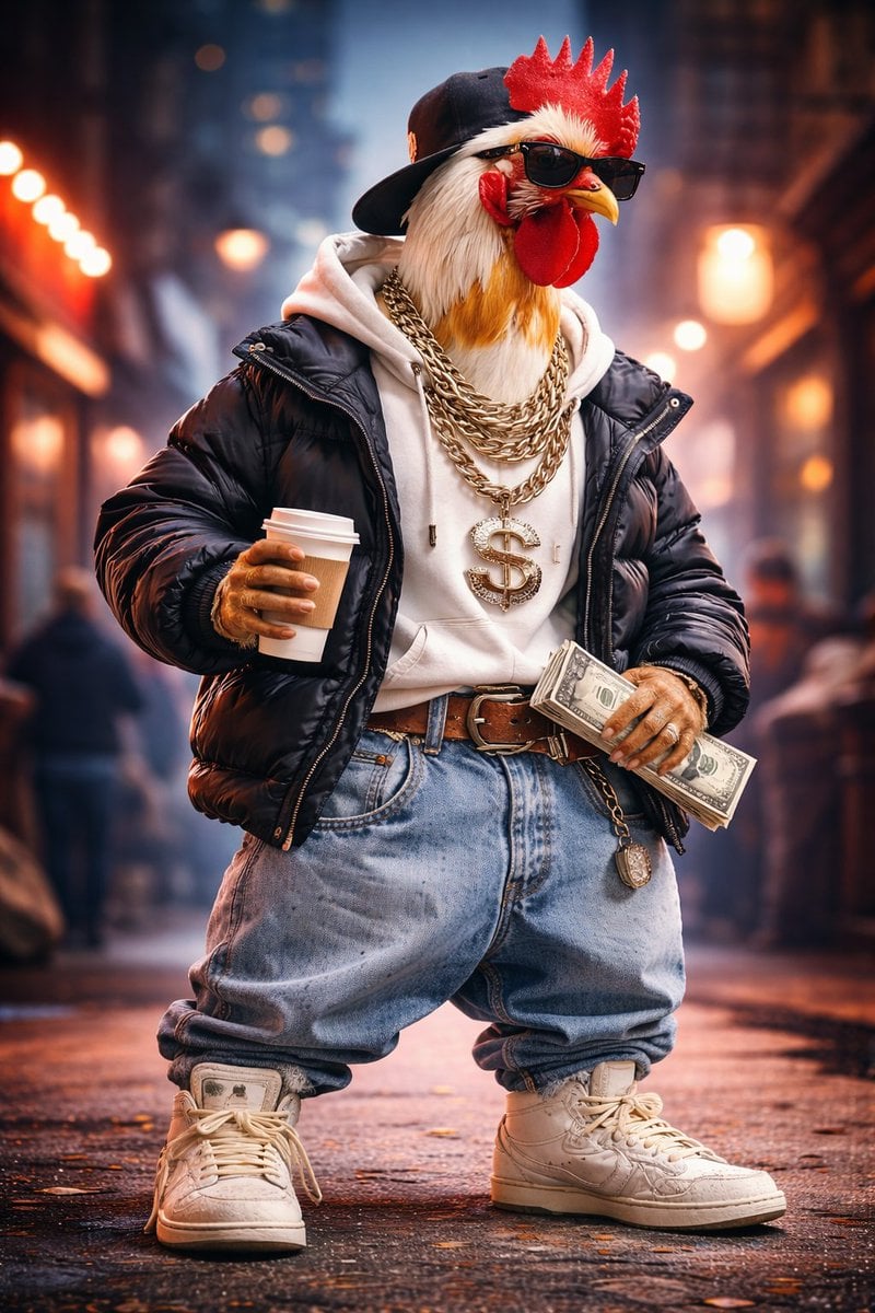 Anthropomorphic Rooster Skater Fashion Portrait — image 2