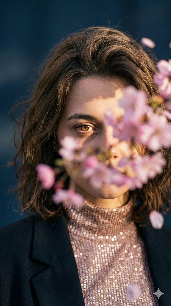 Woman Among Pink Blossoms During Golden Hour — image 3