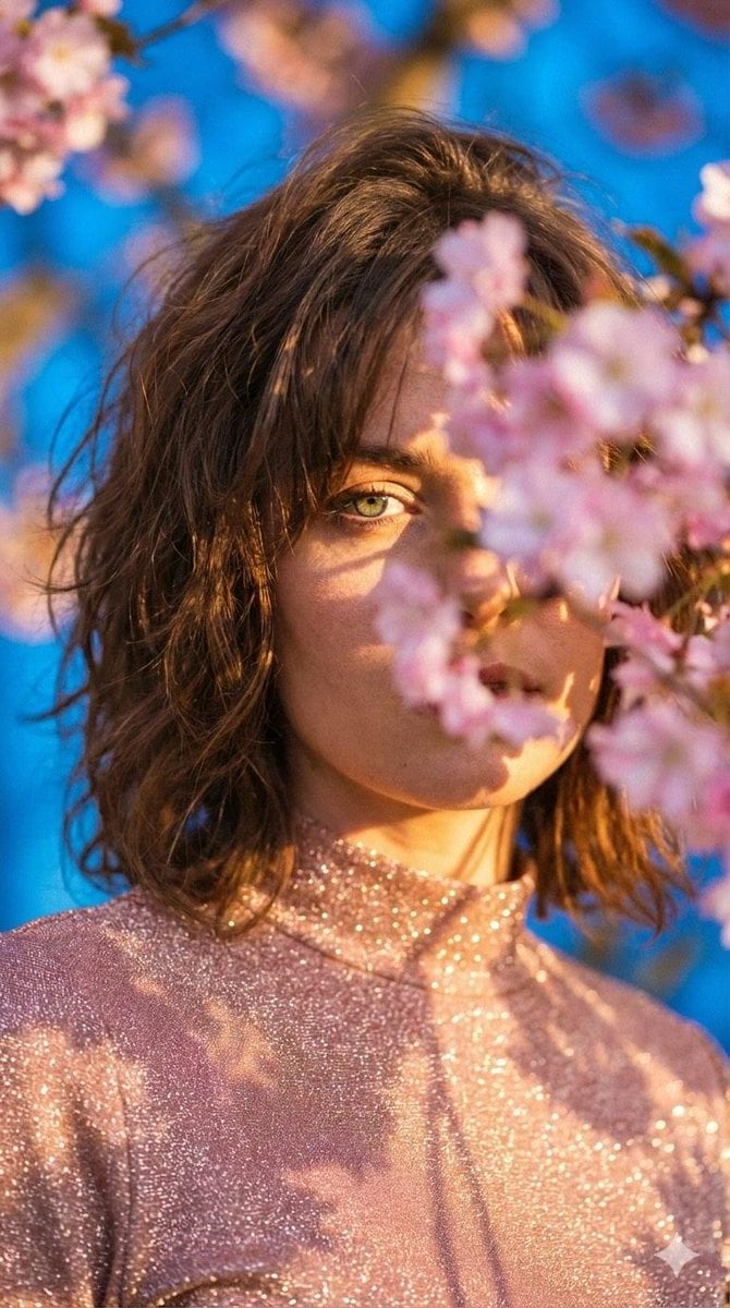 Woman Among Pink Blossoms During Golden Hour — image 4
