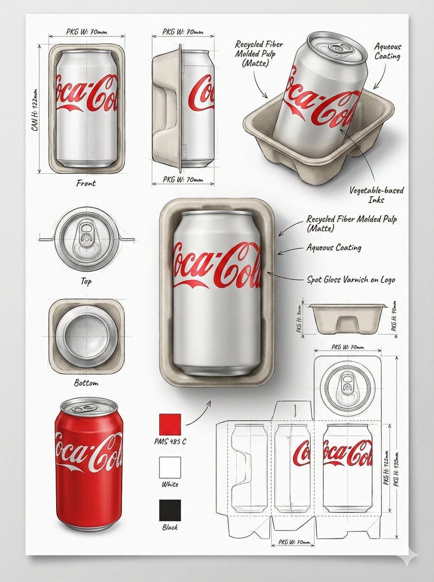 Industrial Packaging Design with Technical Views