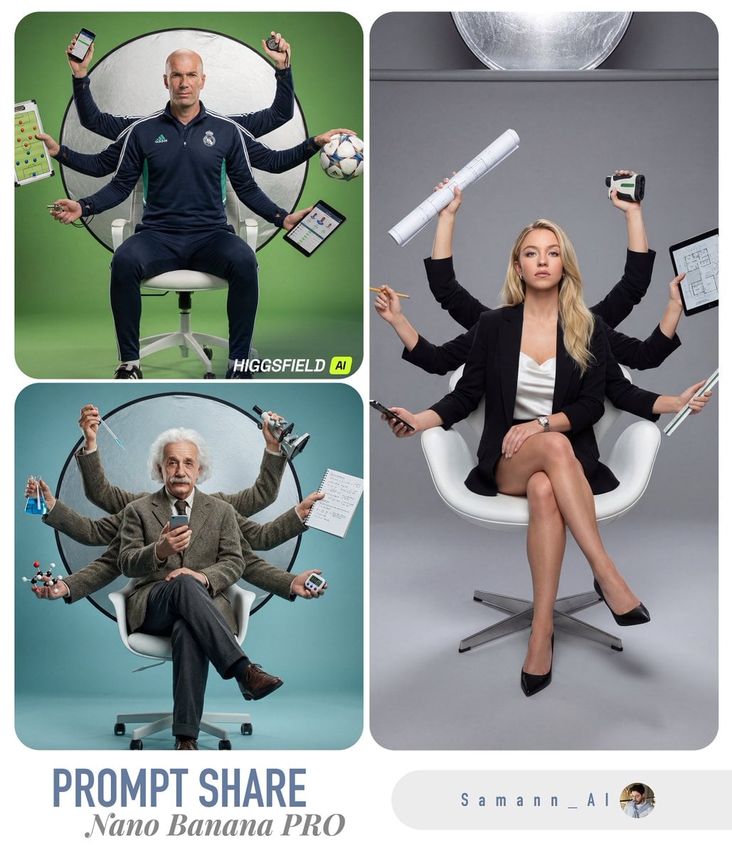 Professional Portrait with Multi-Arm Illusion