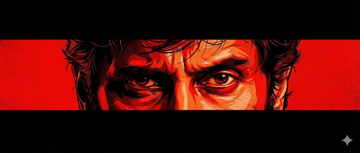 Intense Graphic Novel Close-Up of Man's Eyes
