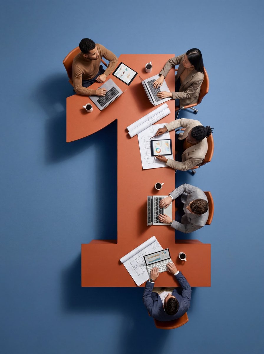 Custom Shaped Conference Table with Attendees — image 3