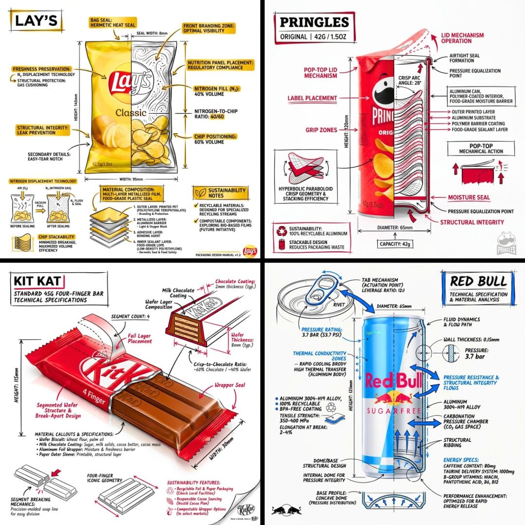 Branded Technical Infographic of a Snack