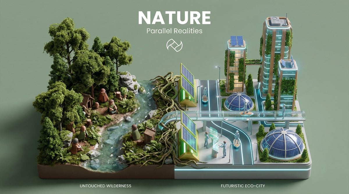 Split Diorama of Parallel Themed Worlds — image 2