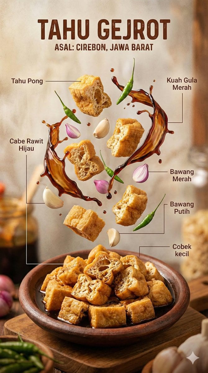 Indonesian Food Infographic with Floating Ingredients