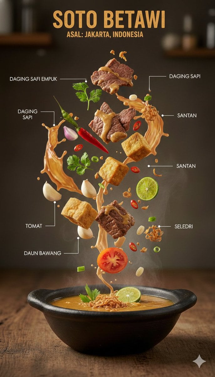 Indonesian Dish Infographic with Levitating Ingredients — image 2