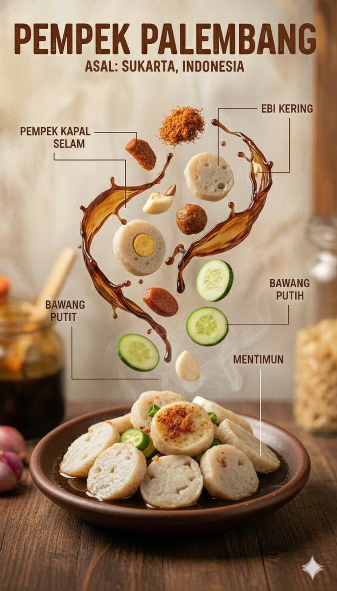 Indonesian Dish Infographic with Levitating Ingredients — image 3