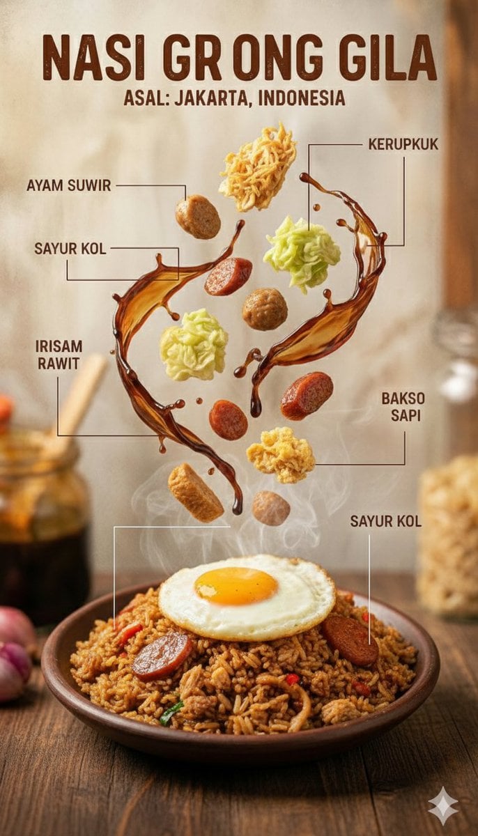 Indonesian Dish Infographic with Levitating Ingredients — image 4