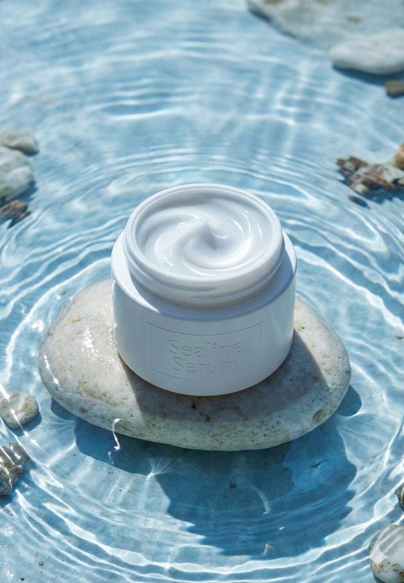 Minimalist Skincare Product in Water Scene — image 2