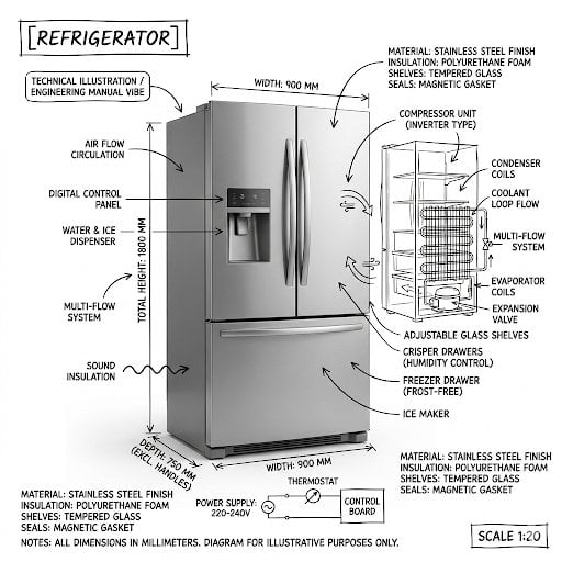 Infographic: Detailed Washing Machine Technical Illustration — image 2