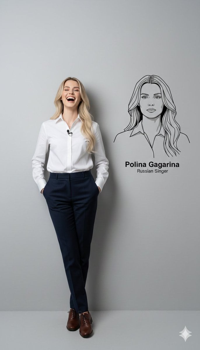 Joyful Woman in White Shirt with Microphone — image 2