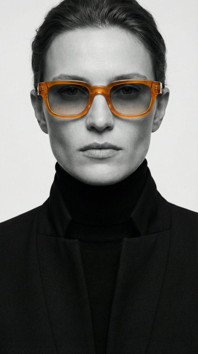 Monochrome Portrait with Orange Sunglasses — image 2