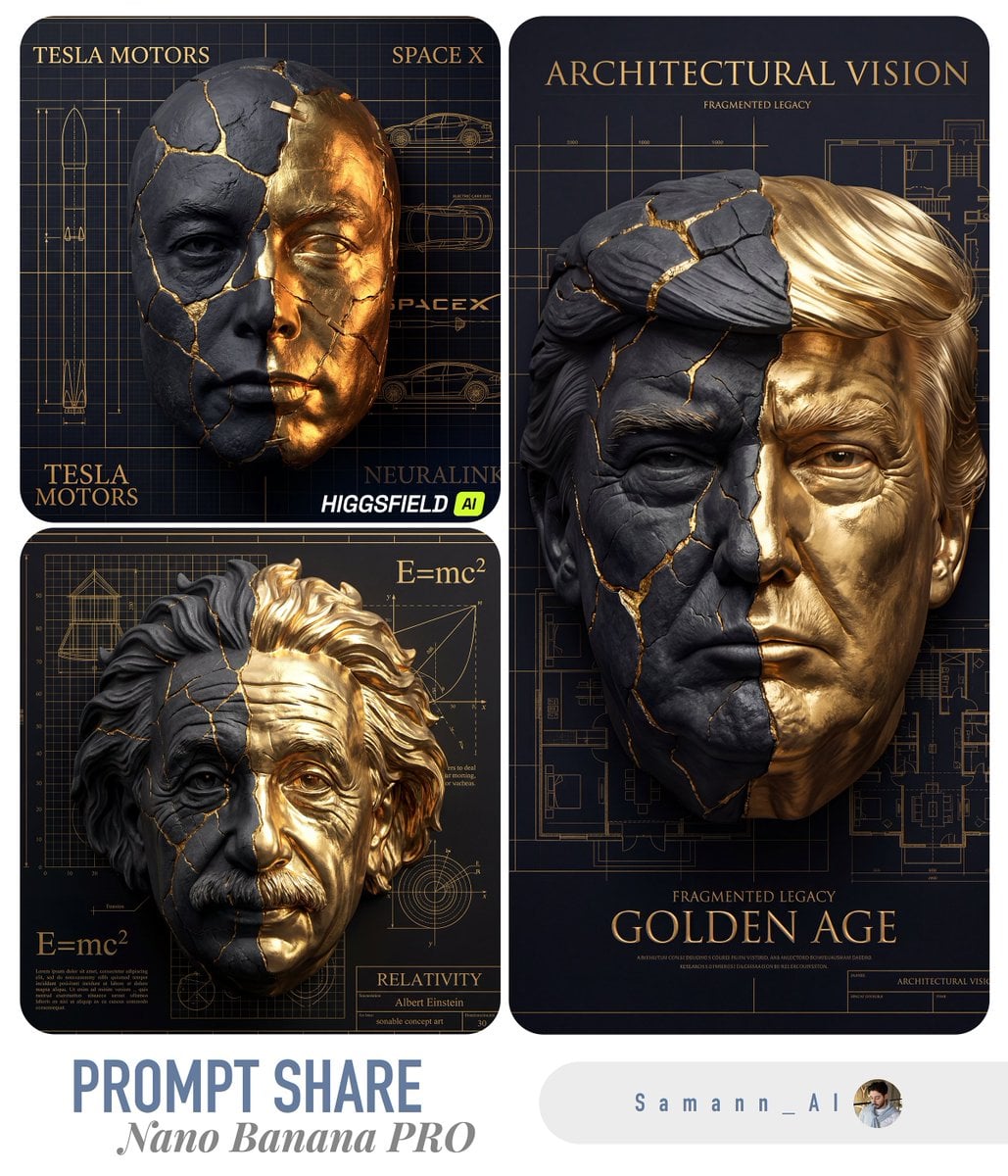 Fragmented Sculptural Mask Portrait