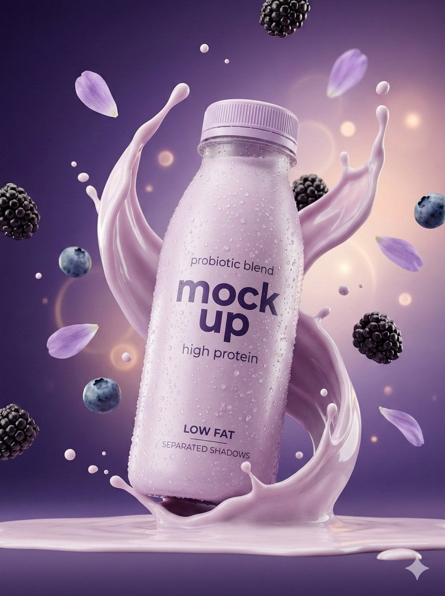 Frosted Lavender Yogurt Smoothie Bottle Splash