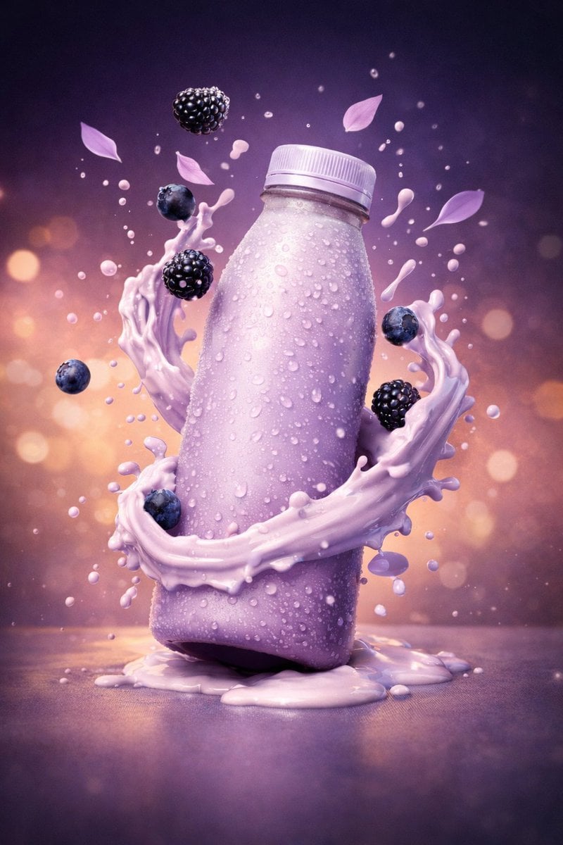 Frosted Lavender Yogurt Smoothie Bottle Splash — image 3