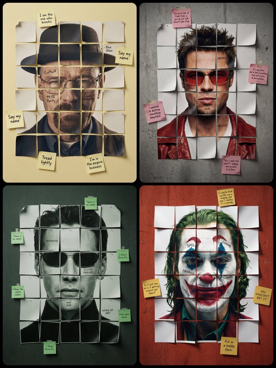 Fragmented Portrait with Handwritten Notes Poster