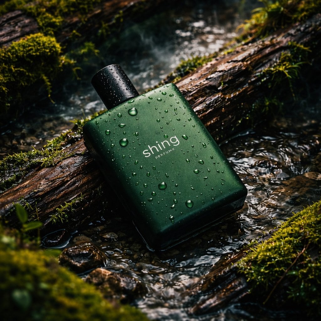 Frosted Yellow Shower Gel Bottle in Forest Setting — image 2
