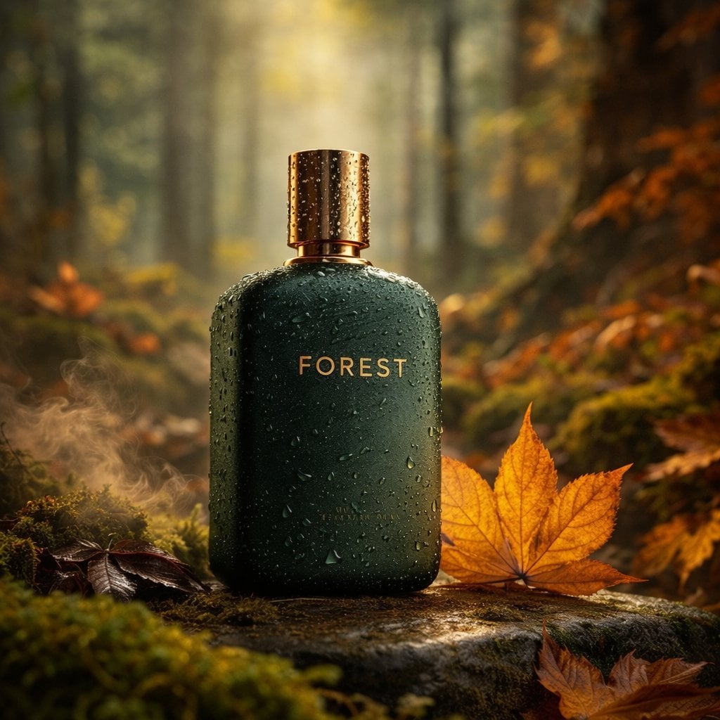 Frosted Yellow Shower Gel Bottle in Forest Setting — image 3