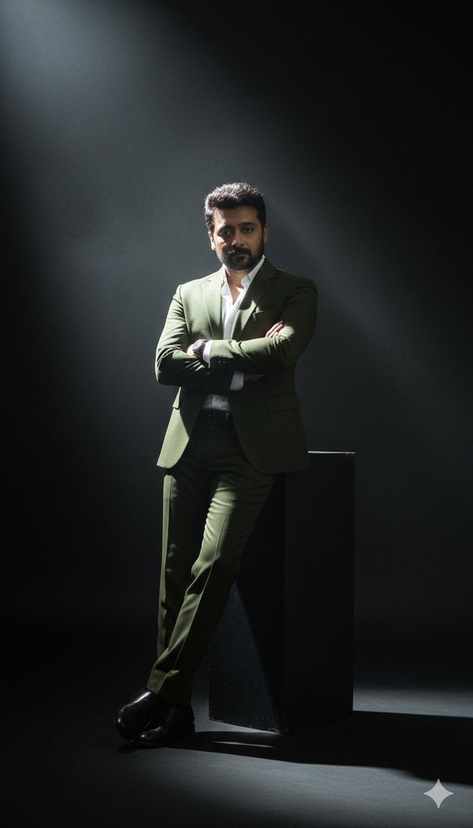 Sophisticated Man in Olive Suit Studio Portrait — image 2