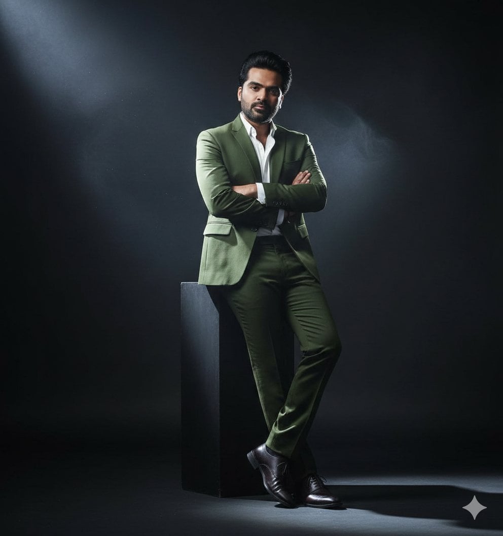 Sophisticated Man in Olive Suit Studio Portrait — image 3