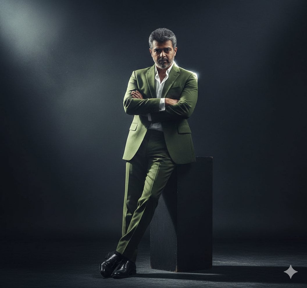 Sophisticated Man in Olive Suit Studio Portrait — image 4