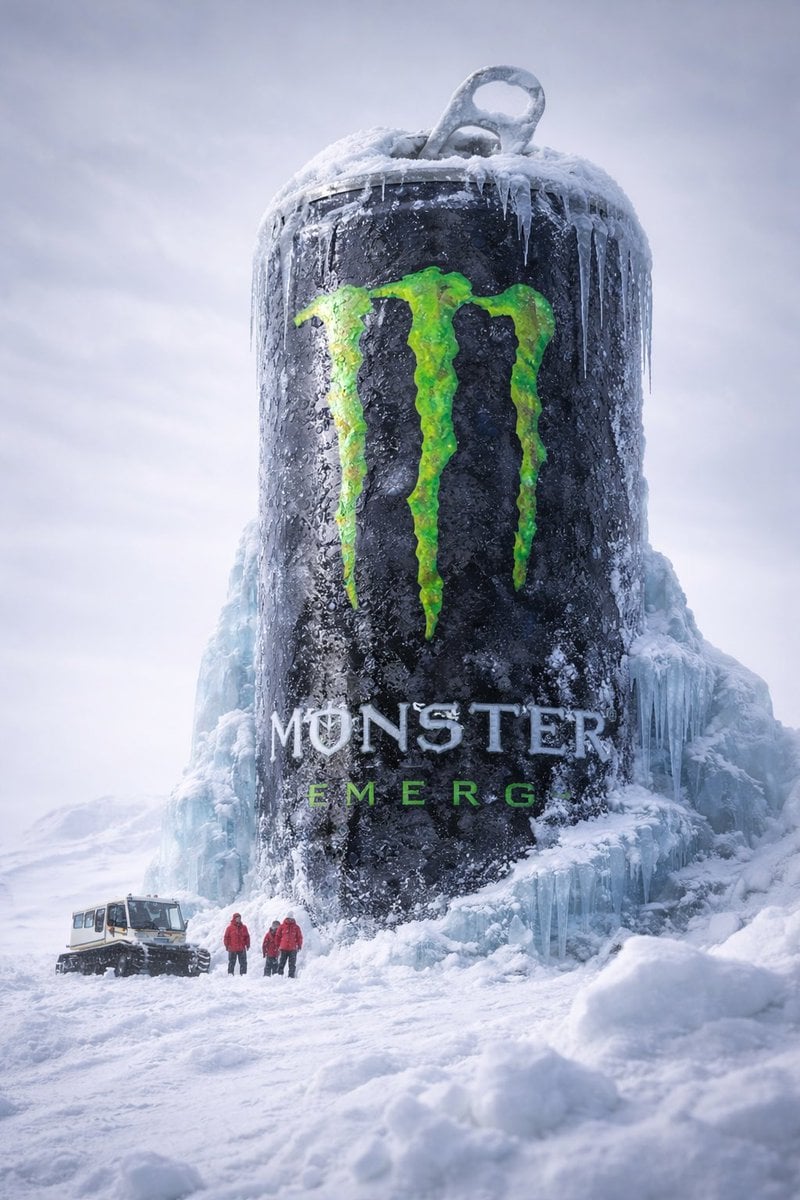 Giant Monster Energy Can Frozen in Arctic Ice — image 2