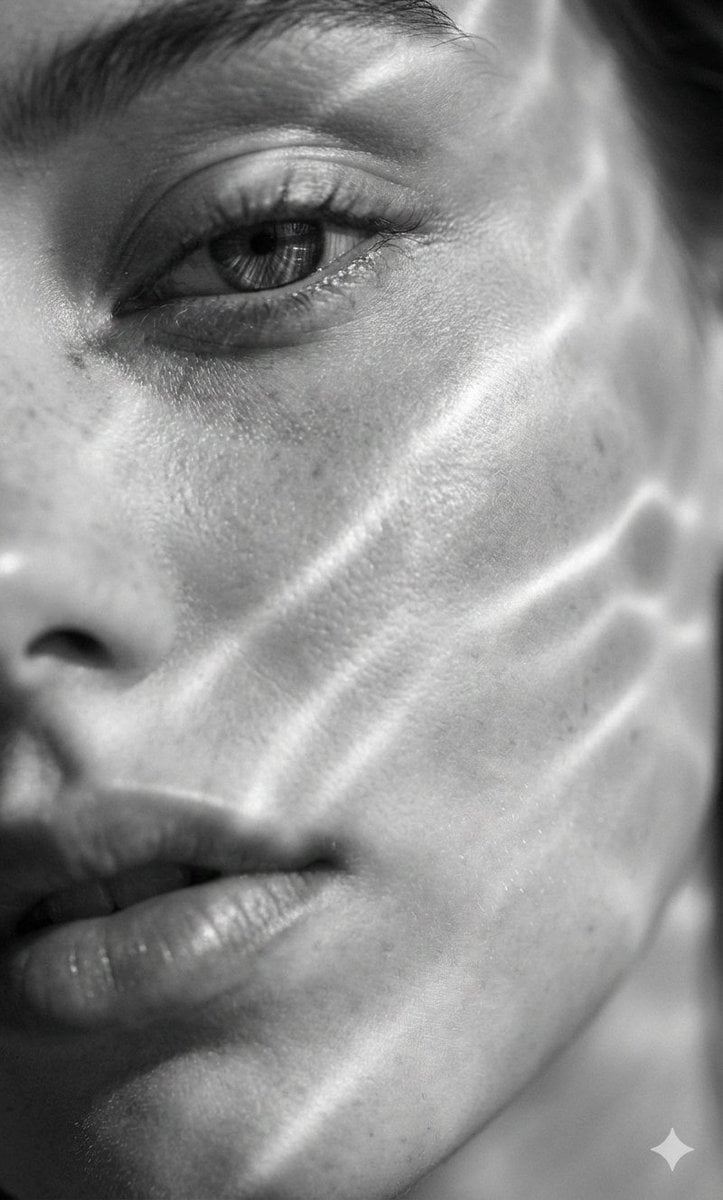 Surreal Monochrome Portrait With Luminous Light Waves — image 2
