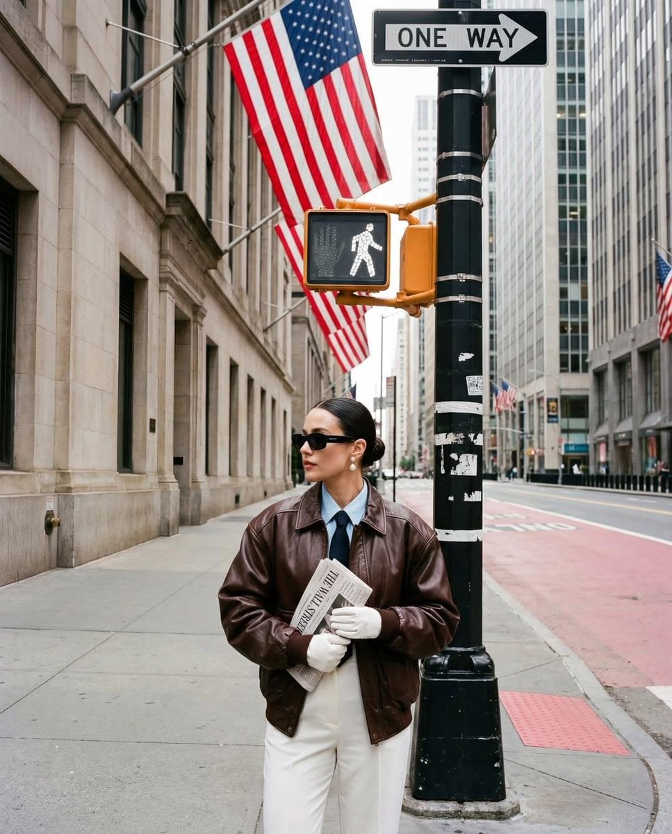 NYC Street Fashion Editorial with Woman in Leather Jacket — image 2