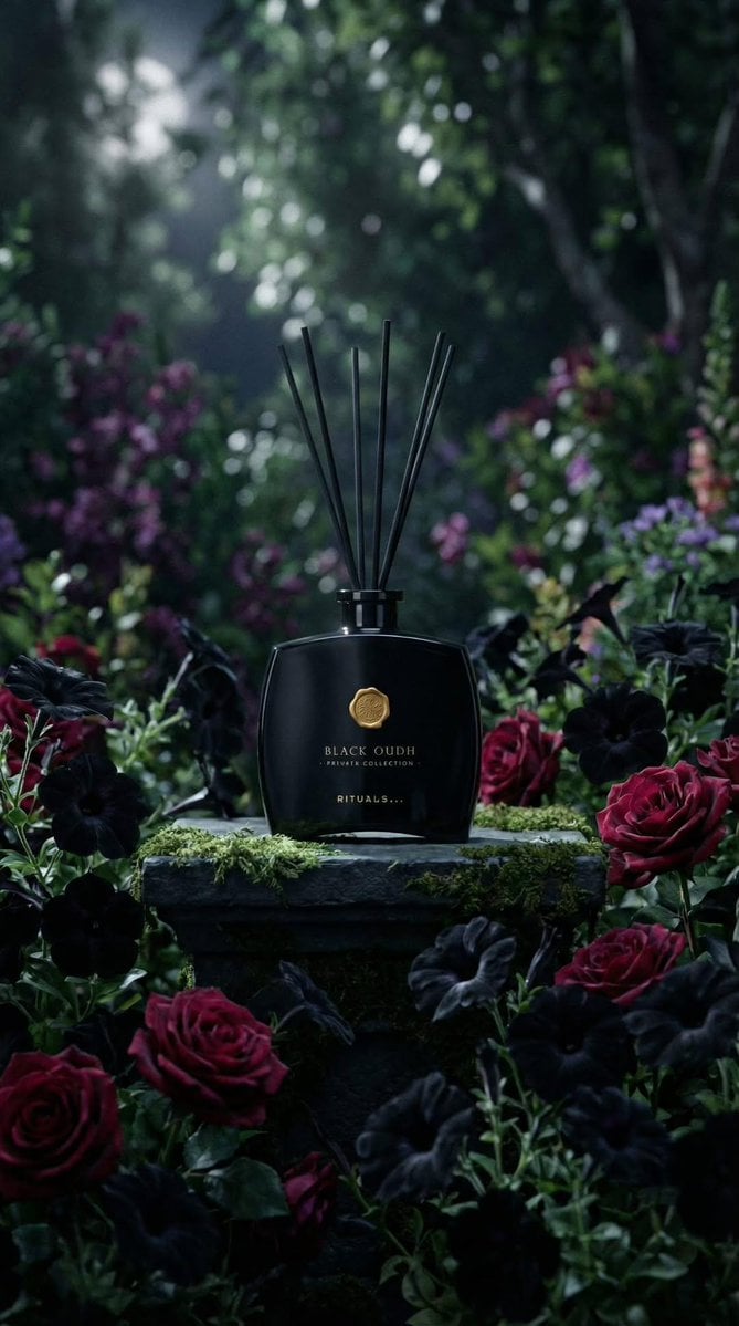 Black Oudh Reed Diffuser with Roses — image 2