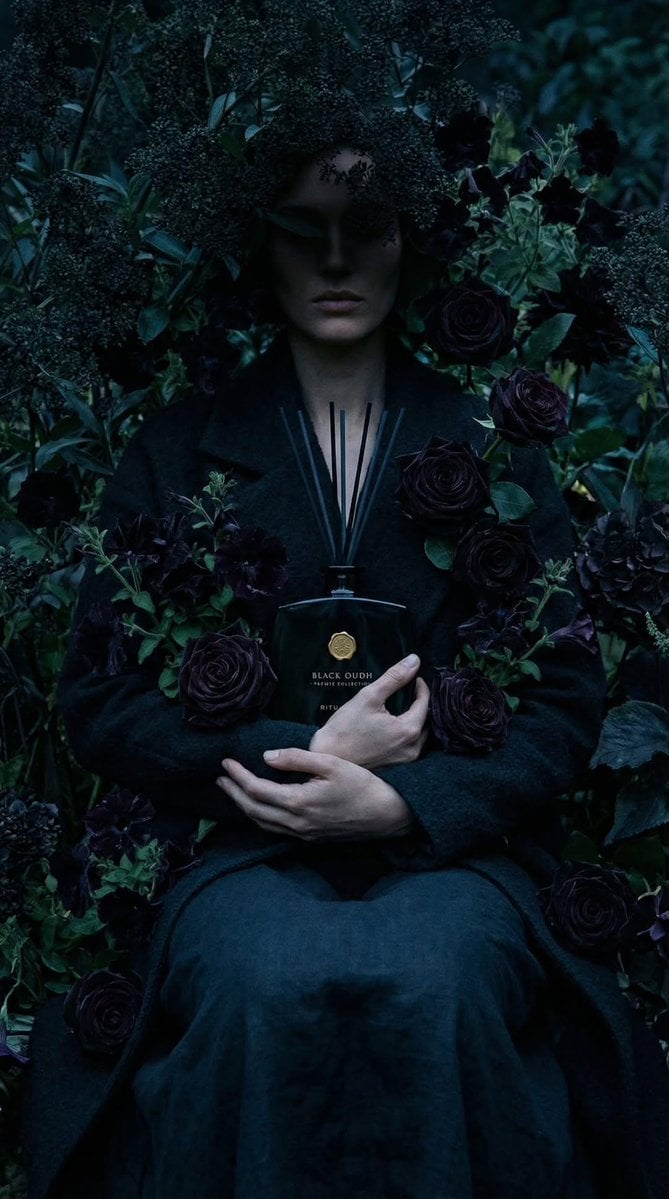 Black Oudh Reed Diffuser with Roses — image 3