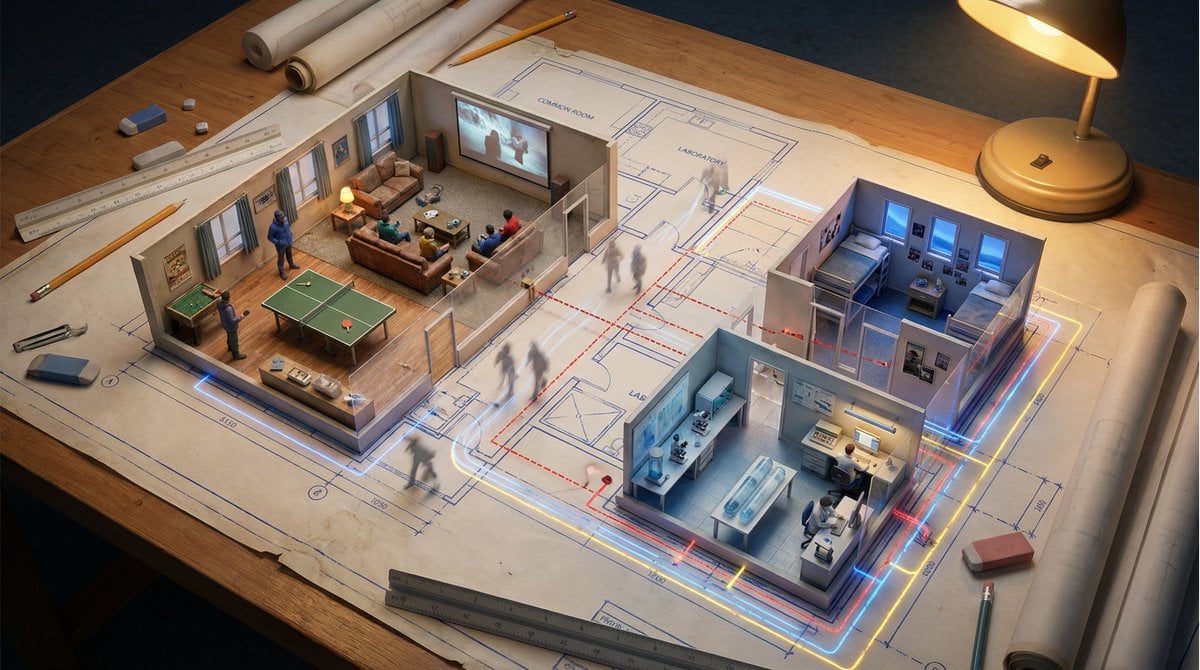 Architectural Floor Plan Building with Miniature Inhabited Spaces — image 4