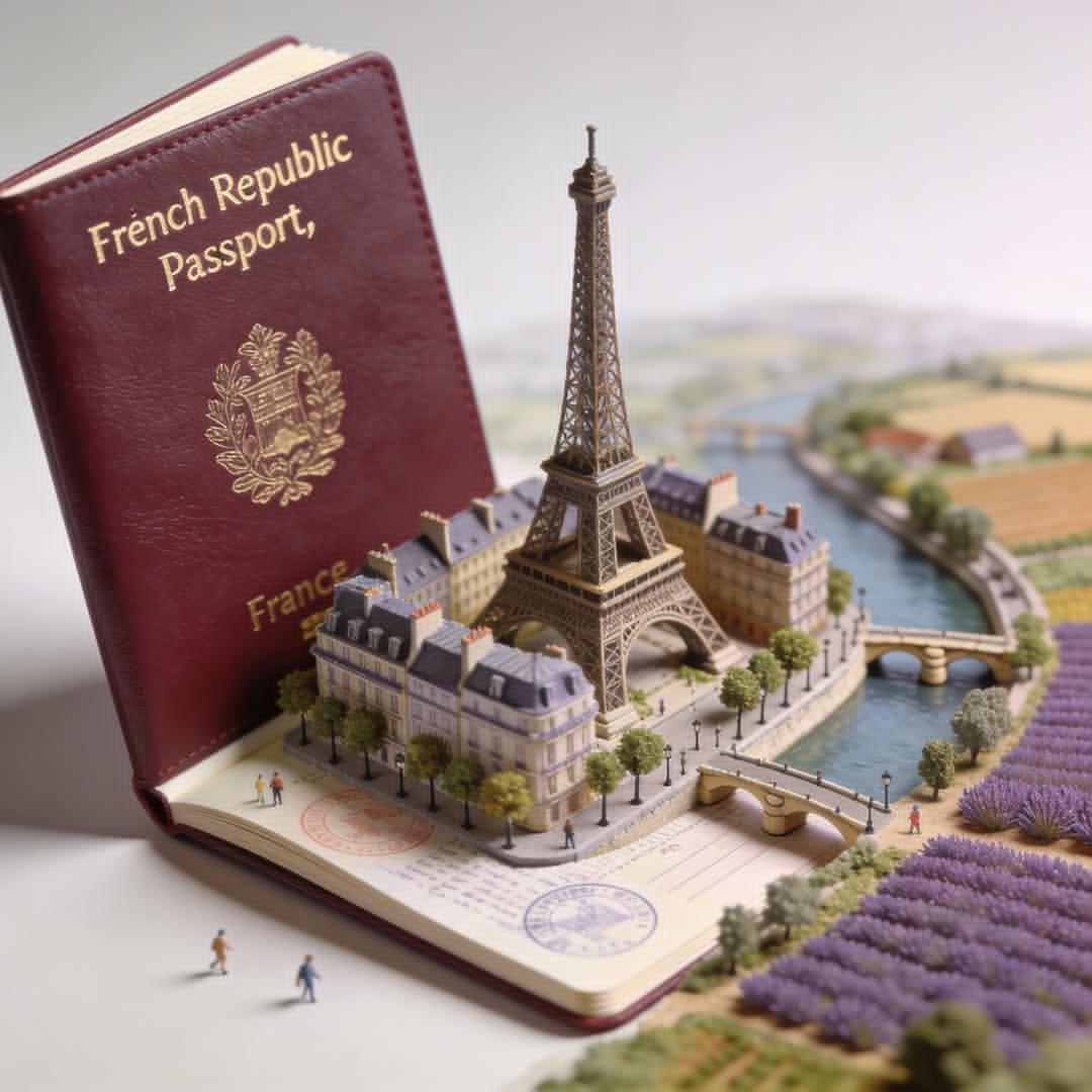 Hyperrealistic Open Passport Featuring Country Diorama — image 4