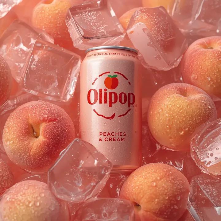 Peaches & Cream OLIPOP Soda Can With Ice — image 3