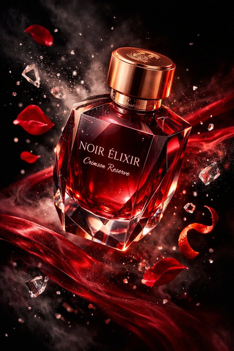 Luxury NOIR ÉLIXIR Crimson Reserve Perfume Ad — image 2