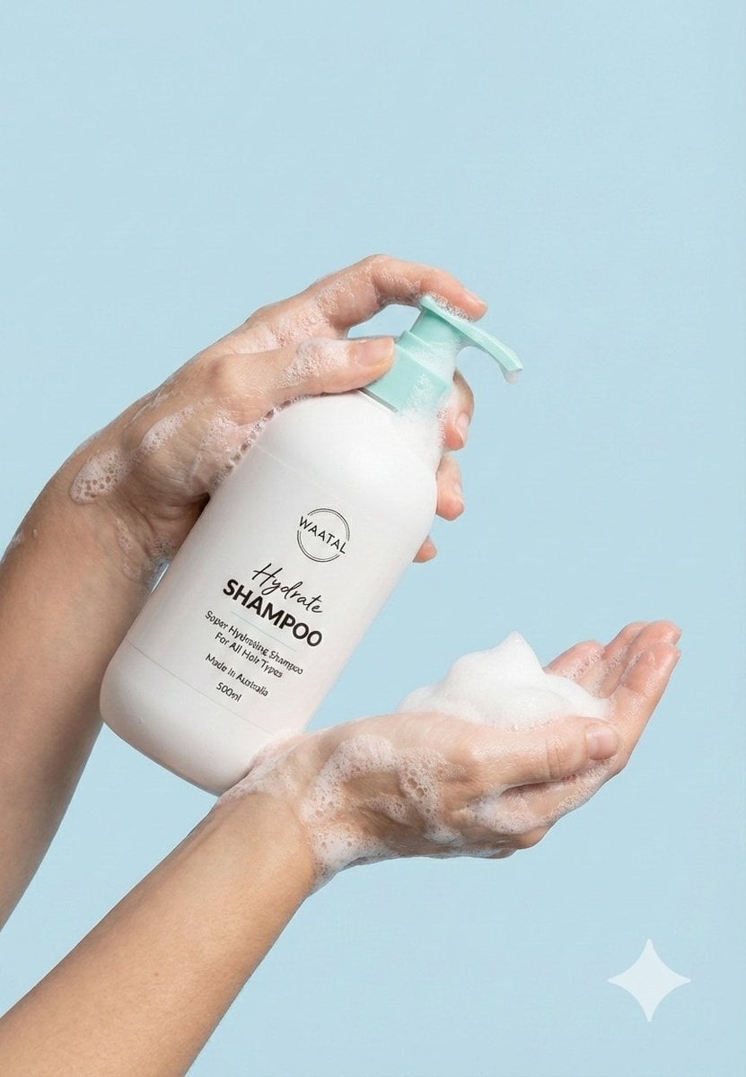 Hands With Shampoo Bottle and Lather — image 2