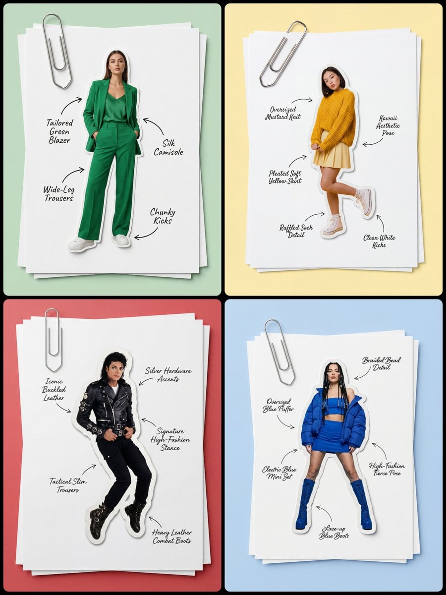 Photorealistic Fashion Scrapbook Page with Trombone Paperclip