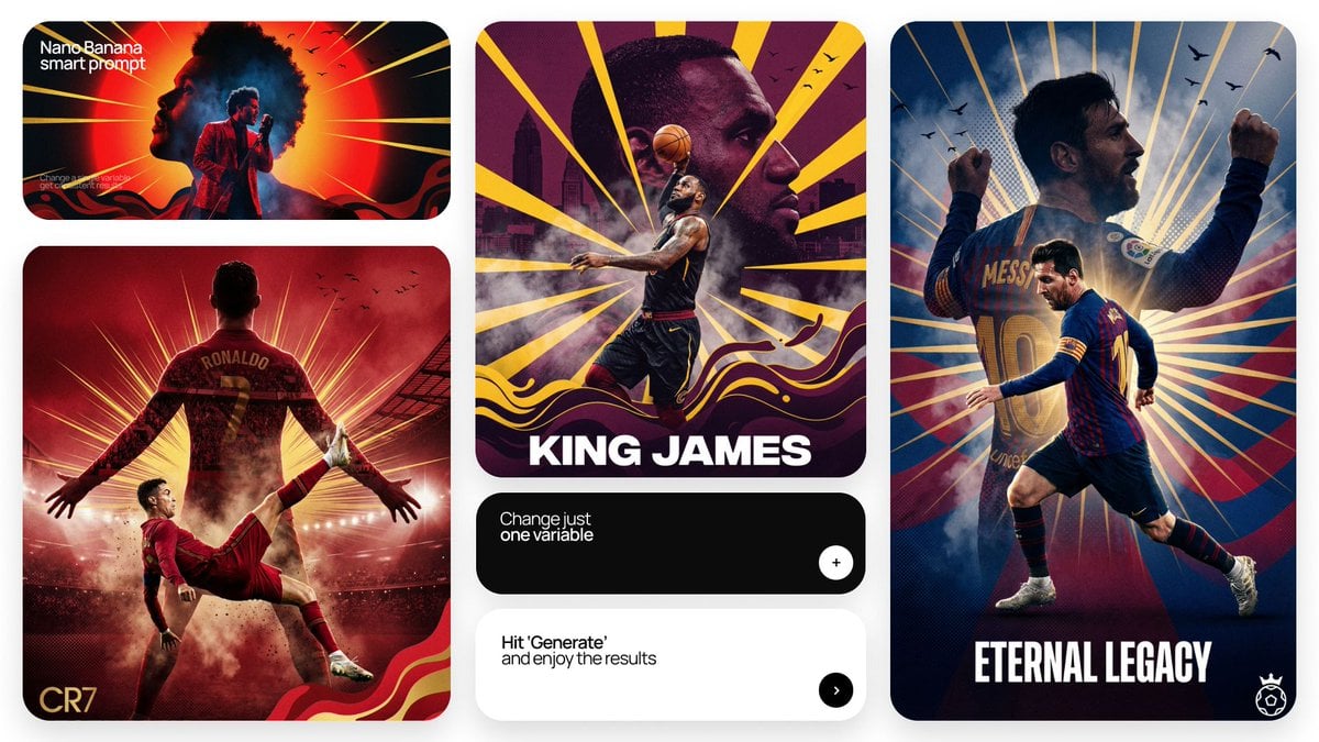 Dynamic Persona Collage with Iconic Branding