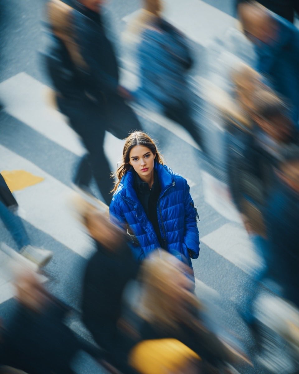 Street Portrait of Woman in Blue Puffer Jacket — image 2