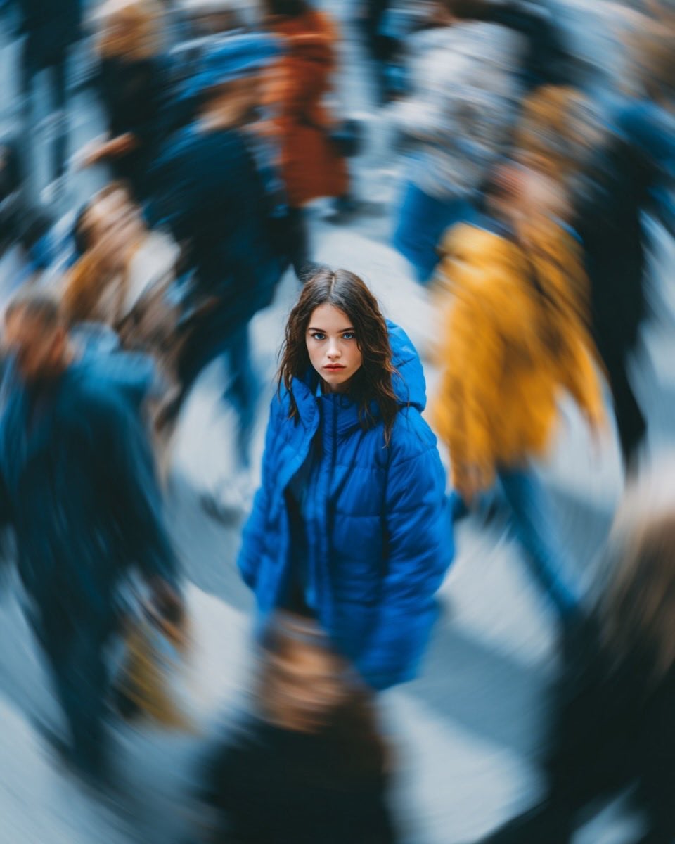 Street Portrait of Woman in Blue Puffer Jacket — image 3